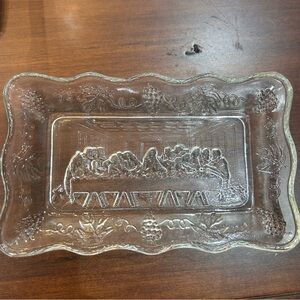 Tiara Indiana "The Last Supper" Bread Plate or Trinket Tray